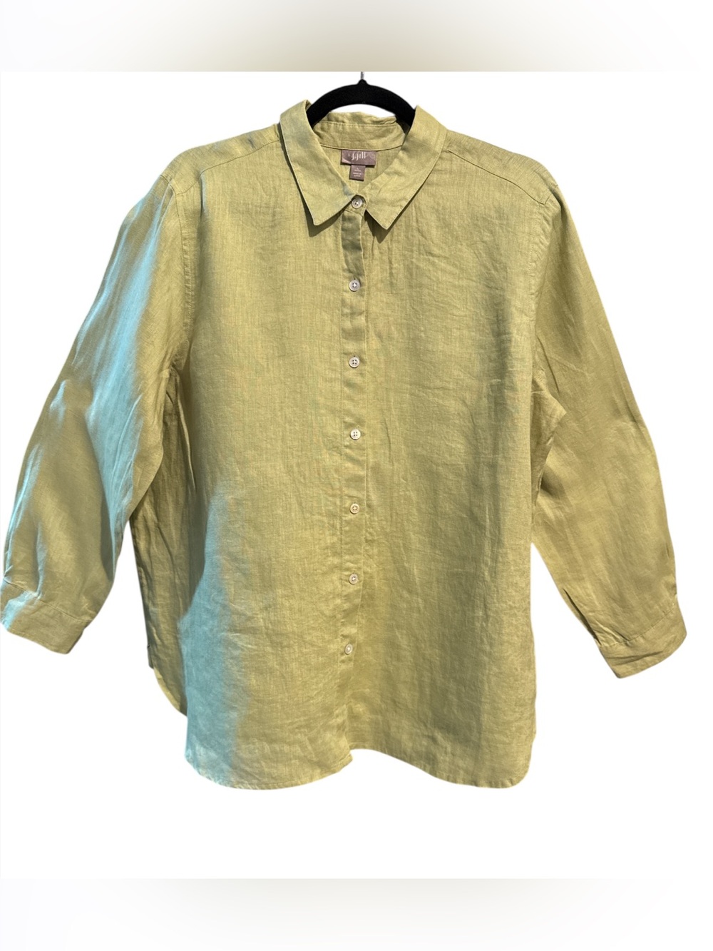 J. Jill Light Green Linen Button-Down Shirt